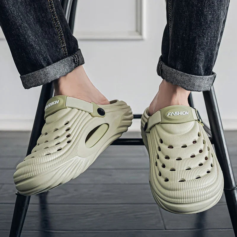 2026 Summer Slippers for Men Driving Dual-Purpose Operating Room Baotou Clogs Soft Sole Outer Wear Home Casual Coconut Sandals
