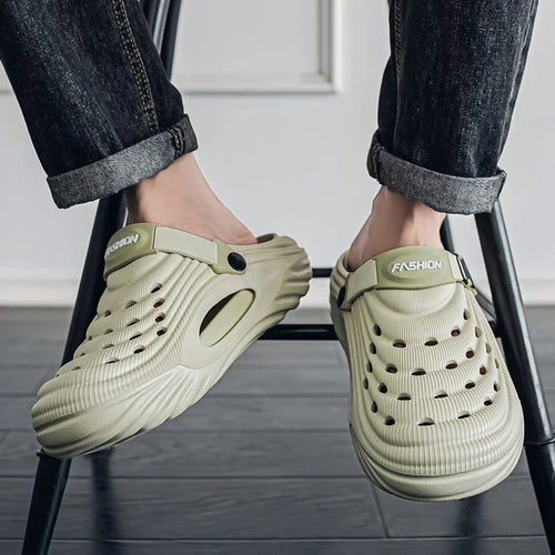 2026 Summer Slippers for Men Driving Dual-Purpose Operating Room Baotou Clogs Soft Sole Outer Wear Home Casual Coconut Sandals