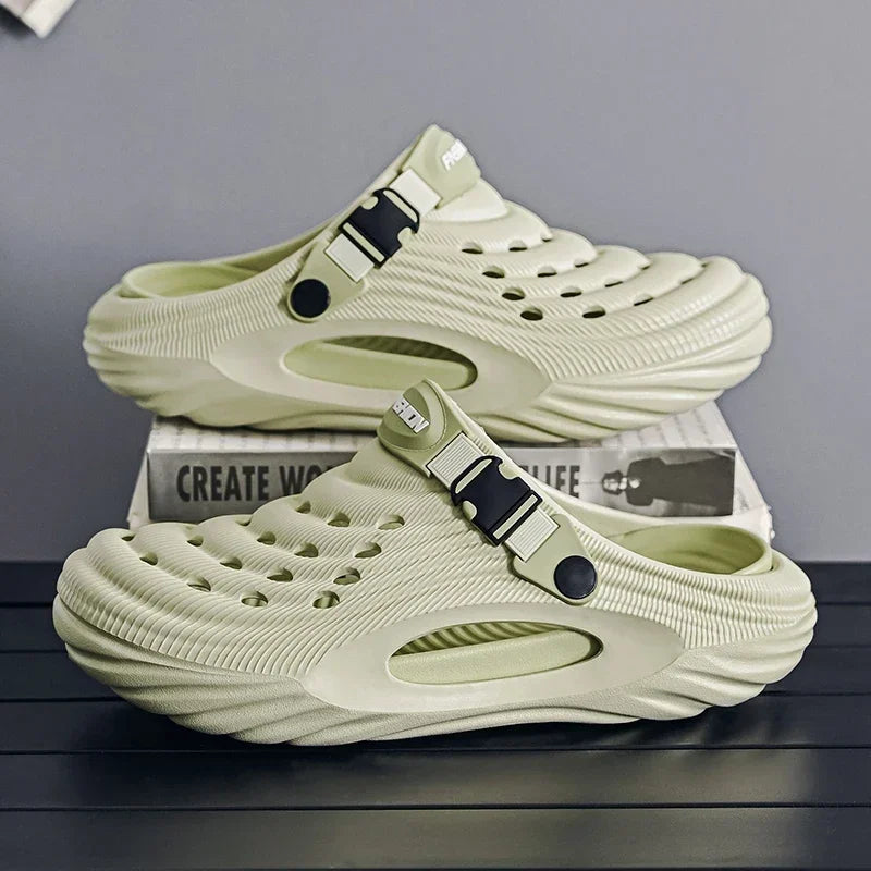 2026 Summer Slippers for Men Driving Dual-Purpose Operating Room Baotou Clogs Soft Sole Outer Wear Home Casual Coconut Sandals